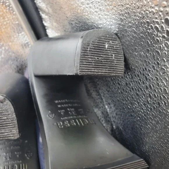 Melissa Karl Lagerfeld Boots‎ Womens 6 Blue Bow Chelsea Ankle Rain Heel Platform - Picture 15 of 16